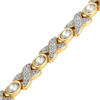 Escalu Trendi ženski 2-Tone Boja zlata Magnetska narukvica s prozirnim kamenjem modni narukvica Ženski nakit Poklon narukvica Šarm