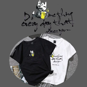 Crtani film Krpa nositi s tim Odjeća prijenos topline u kombinaciji Ispis Mačke Slova Glačati na Skrpan za Odjeću Diy Slatka Ljubimci PVC Naljepnica