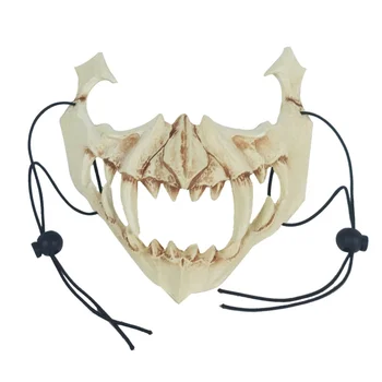 Japanski Bog-Zmaj Cosplay Maska od umjetne Pjene Tigar Maska, Polovica Lica Bijela Lubanja Strašna Cosplay Maska 2021 Halloween Maska, Kostim
