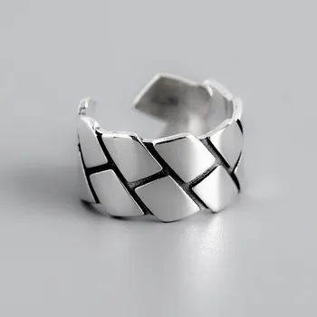 Korejski Klasicni Tajlandski srebrni prsten za žene 925 Srebro geometrijski otvoreni prsten za žene Berba punk-prsten za prste nakit