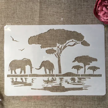 A4 29 cm Slon Divlja Afrika DIY Višeslojne Matrice Zidno slikarstvo Album za albume Bojanje Album za utiskivanje Dekorativni uzorak