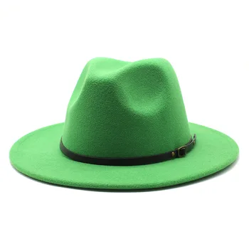 Veleprodaja šešir фетровая Panama šešir фетровая šešir za žene jazz šešir šešir федора trava-zelena ženska фетровая šešir ženski šeširi s lancem