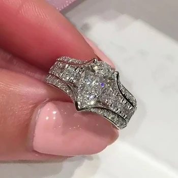 CAOSHI Moderan luksuzni ženski vjenčano prstenje Prekrasna Moderna prsten u stilu Sstyle, Svjetlucave kristale CZ, Pribor za zaruka, Dar