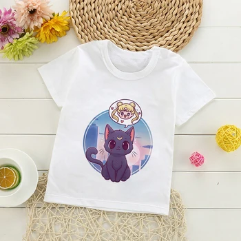 Ljetni Novi trendi majica s uzorkom japanske anime, dječja majica s grafičkim po cijeloj površini, dječje majice za djevojčice, slatka majice s mačkama, t-shirt
