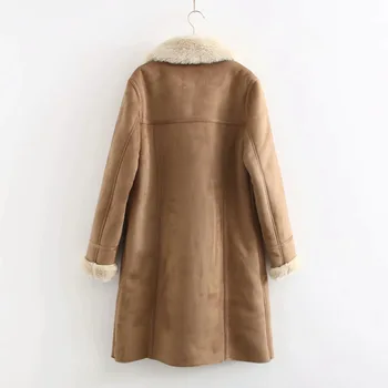 2021 Klasična ženska jakna od верблюжьего krzna janje lapels, patentnim zatvaračem, plus замшевое kaput, Dugi kaput s elektrana, zadržava toplinu zimi, Ветрозащитное