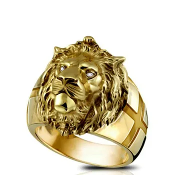 2021 Novi Zlatni Prsten s glavom Lava Od Nehrđajućeg čelika Cool grupa za dječake College Lav Властное muški prsten Zlatni prsten s glavom Unisex Nakit