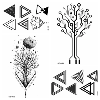 Mali Trokut Totem Vodootporne Tetovaža dizajne Za žene Lažna Ruka Grančica drveta Privremena Tetovaža Mjesec Gospodo Naljepnice na ruke Podnosi tetovaže