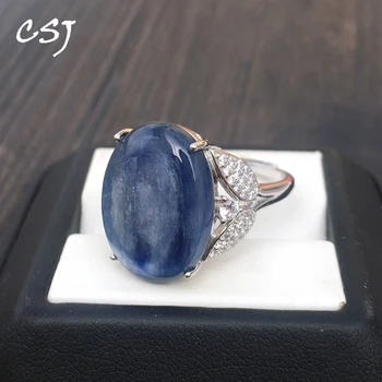 CSJ veliki veličina prirodni plavi kamen podesiv prsten 925 sterling srebra ovalnog rez 15*20 mm fin nakit žena najbolje pogodno za poklon na помолвку