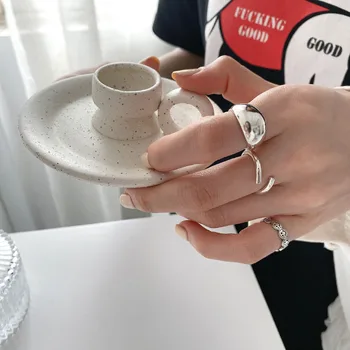 Ženski Nakit s velikim prstenom Geometrijski Oval Svijetlo srebrne boje Prstena za prste Korejski ženski modni nakit