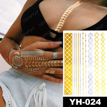 Vodootporne Privremena Tetovaža Naljepnica Metalni Zlatno Srebrna ogrlica Flash-Tetovaža dizajne Za žene Egipatska Božica Hies Body Art Lažna tetovaža