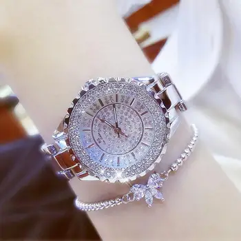 Luksuzni brand Dijamant ženski sat Zlatni quartz ženski ručni sat sat od nehrđajućeg čelika Ženski sat relogio feminino 2021