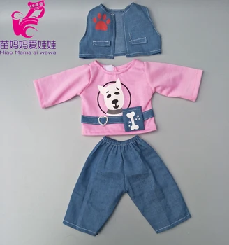 Lutkarska odjeća za male Lutke Odjeća Prsluk i Košulja, Traperice, Hlače, pogodan za 18-inčni Lutke Kit odjeća Baby Darove
