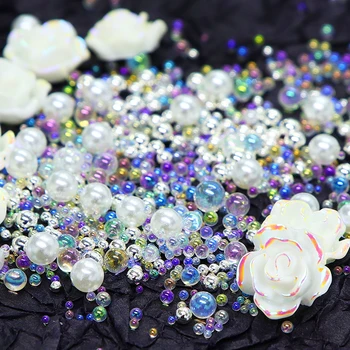 1 Kutija Mix Crystal Cvijet Ruže vještački dijamant Perle, Ukrasi Za Nokte Biser Dizajn Dekor DIY Pribor Za Nokte, Pribor Za Profesionalce