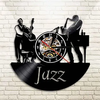 Glazbenici Jazz - band Zidni Satovi Muški Igraju na виолончелях Saksofon Jazz-band Instrumente Vinil ploča Zidni Sat Spavaća soba Dekor Dnevni boravak