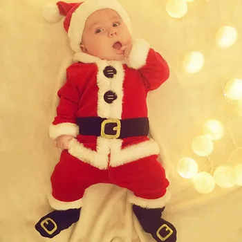 Kostim Djeda Mraza Za djecu Božićne Odjeće 4 kom. Novorođenog djeteta Santa Vrhovima Hlače Šešir I Čarapa Slatka Dječji Božićni Outfit