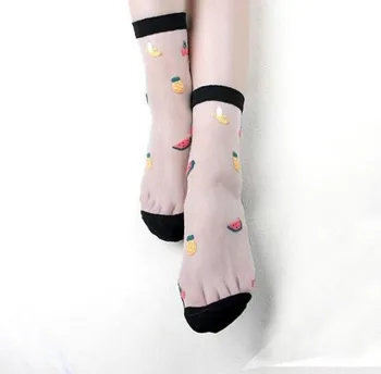 Seksi čipke, mrežaste, svila, voćni delikatna čarape od vlakana Transparentan mek mek pređe za gležnjeva Fine ženske čarape 1 par=2 kom. tmd05