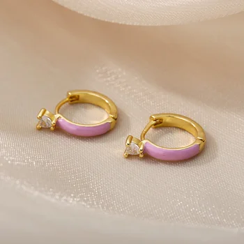 Vintage Капающее Ulje Srce Cirkon Naušnice-prsten za žene Zlatne Naušnice za piercing 2021 Trend nakit rođendan Pokloni Novu godinu