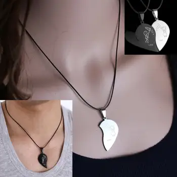 Parovi Nakit Ogrlice slomljenog srca Crno ogrlica za par Od nehrđajućeg čelika sa ugraviranim 