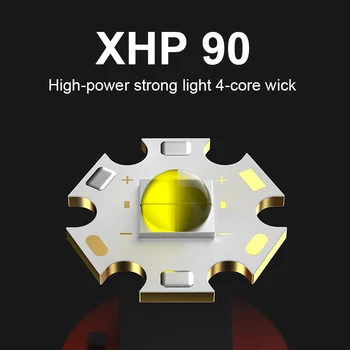XHP90 Je moćna LED Svjetiljka 18650 USB Punjiva Lampa Visoke Snage Baklja Taktički Bljeskalica Vodootporan Lovački Fenjer