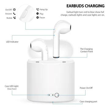 I7s TWS Bežične Slušalice Bluetooth Slušalice Zračni Slušalice Sportski Handsfree Slušalice S Punjačem Za Xiaomi iPhone Android
