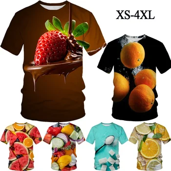 Ljetni muškarci i žene 3d t-shirt Клубничная Zabavna Parodija Realno hrana Клубничная t-shirt s hranom Casual majica za par XS-5XL