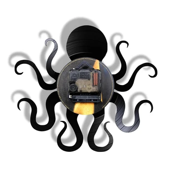 Hobotnica Školjka Vinil ploča Zidni sat S led pozadinskim osvjetljenjem Kraken Hobotnica Океанское Životinja LED noćno svjetlo Moderna lampa