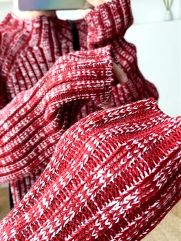 SURMIITRO Gusta topla вязаное dugu haljinu-džemper za žene 2021 Moda Jesen zima Korejski Stil Crvene trake s dugim rukavima Ženski