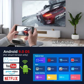 BYINTEK K25 1080P Full HD-4K LCD Smart Android OS 9.0 Wifi LED Video Projektor za kućno kino 3D igara u filmovima Smartphone i Tablet