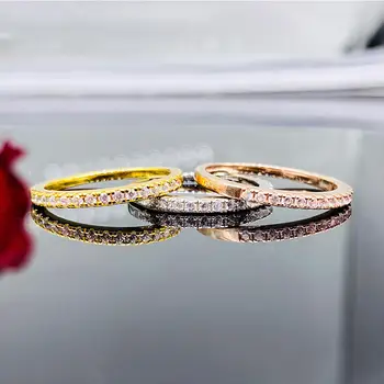 Topla Nova Moda Sjajna Kristalno Vjenčano Prstenje Za žene Modni Gorski Kristal Donje Zaručnički Prsten Ženski Nakit Večernjim prsten 3 Boje