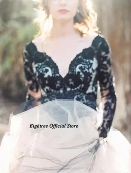 Crno-bijela Vintage vjenčanice 2021 dugi rukav Držači Djeveruša haljina s otvorenim leđima Готическое haljina Vestido de Нойва