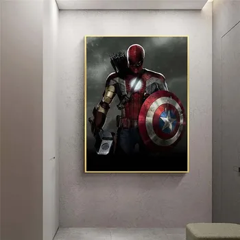 Plakat na platnu Marvel Superheroj Kapetan Amerika se Prvi Osvetnik Zidni Umjetnička slika, tiskana na platnu za bebe poklon Dekor sobe
