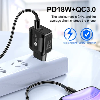 EU/SAD Nožica PD USB Punjač 18 W 3A Quik Charge 3.0 Punjač za mobilni telefon iPhone 12 pro mini Samsung Xiaomi Brze zidni Punjači