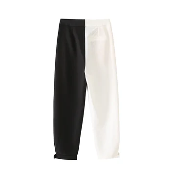 Za žene 2021 Nova moda Boja u tonu Bočni džepovi Ravne Hlače Vintage visokim strukom Munja Fly Ženske hlače Mujer
