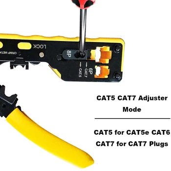 HTOC Ethernet RJ45 Prolaznu Crimping Alat za Cat7 Cat6A Cat6 kabel Cat5 Rezač za striptizete Uvijati Univerzalni Višenamjenski alat