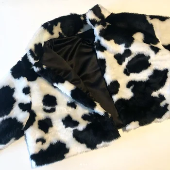 Kaput od umjetnog krzna s po cijeloj površini krave Modni boji kaput s dugim rukavima Jesen zima 2021 kardigan s odbačenost ovratnik Donje slobodno kaput