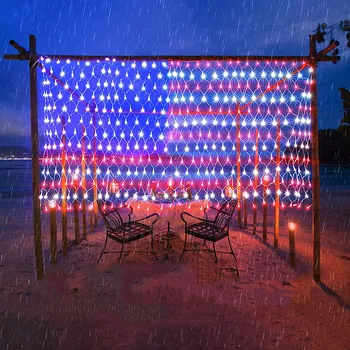 Američka zastava Mrežaste Svjetla 420 led vanjskih konektora Zastava Mrežica Gudački Lampa Božićno Гирлянда za vijence na Dan Neovisnosti