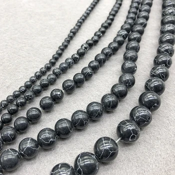 4-12 mm Umjetna Crna Borovu Kamen Okrugle Perle Slobodan Veleprodaja Perle za Izradu nakita Pribor DIY Narukvica
