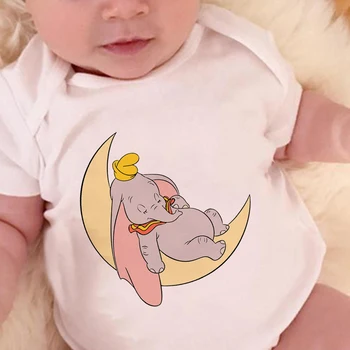 Harajuku Kombinezon za bebe Slona Dumbo s po cijeloj površini Grunge Smiješno Kawai kratkih rukava Bebe kornjače Ulica odjeća Body za novorođenčad