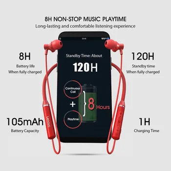 Slušalice Lenovo Bluetooth 5.0 Bežične Slušalice s Magnetskim Remenom oko Vrata Slušalice IPX5 Vodootporan Sportski Slušalice, Mikrofon s redukcijom šuma