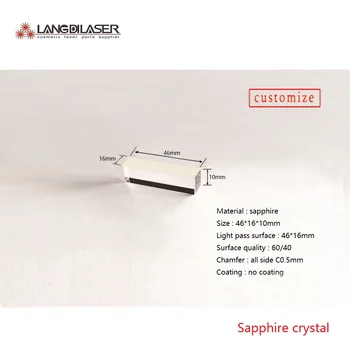 Izrada po mjeri dokaz safir svjetlo vodič Crystal / Veličina : 46*16*10 mm / Prolaz Svjetlosti Kroz 46*16 Mm / Materijal : safir