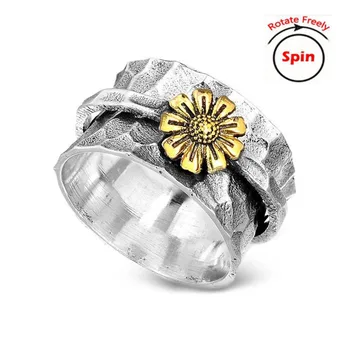 Vrti prsten Rotira Nemirna Anti-Anksioznost Slatka Vintage Prsten s ромашкой i подсолнухом za žene Djevojka Y2K nakit