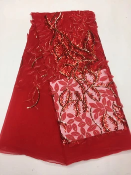 Afrička cvjetne čipke tkanina sa šljokicama 450*135 cm 2018 Topla tkanina sa šljokicama Visoke Kvalitete cvjetne čipke i Tila tkivo sa šljokicama za večernjih haljina