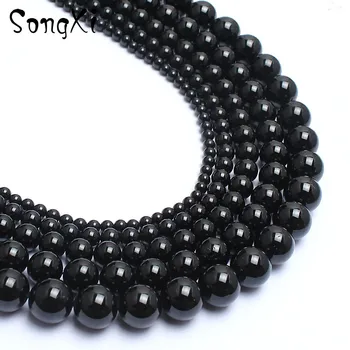Perle od prirodnog kamena Crni Turmalin DIY Perle za izradu nakita Narukvica i Ogrlica Ženske Naušnice 15 inča Veličine 4 6 8 10 12 mm