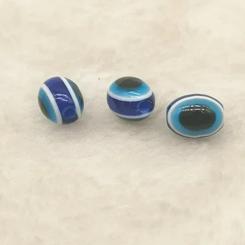 50ШТ 8x10 mm Plavi Ovalni Zlih Očiju Od Smole Perle u Strip Razuporne Perle Za Izradu Nakita DIY Narukvica Perle #01
