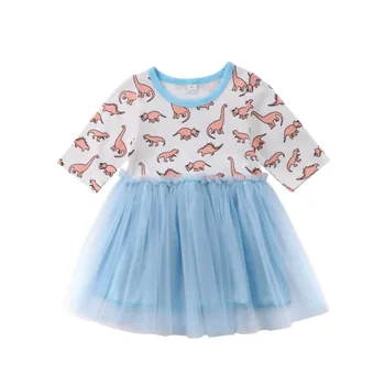 Odjeća za djevojčice Dinosaur Bijelu haljinu Crtani Čipkan haljina Princeze Bebe Odjeću Kit pamučne odjeće