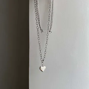 Modni ogrlicu-ogrlice s pin-om za žene, Boem individualnost, privjesci u obliku srca u stilu punk, Višeslojne ogrlice na vratu, Ogrlice, Kobnu novo