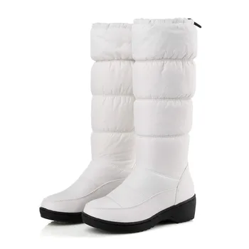 MoonMeek plus size 35-44 ženske čizme zimske vodootporne tople ženske zimske čizme crne plave i bijele čizme do sredine srna