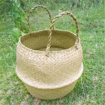 Sklopivi Bambus Košare za Ručni Rad Za Pohranu Rublja Slama Kolaž Pletena Ratan Alge Trbuh Dvorište lončanica Košara za biljke