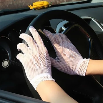 Modni delikatna rukavice Ženski Ljeto UV-zaštitne Rukavice za vožnju Mrežaste delikatna Rukavice Crno Bijeli Najlon jednobojnu Rukavice visoke kvalitete