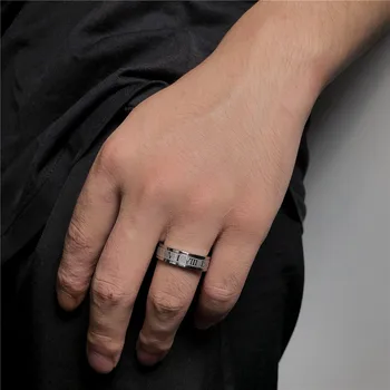 2022 Nova Moda Stare Rimske Brojke Gospodo Prsten Temperament Moda Širine 6 mm Prsten Od Nehrđajućeg Čelika Za Žene Poklon Nakit